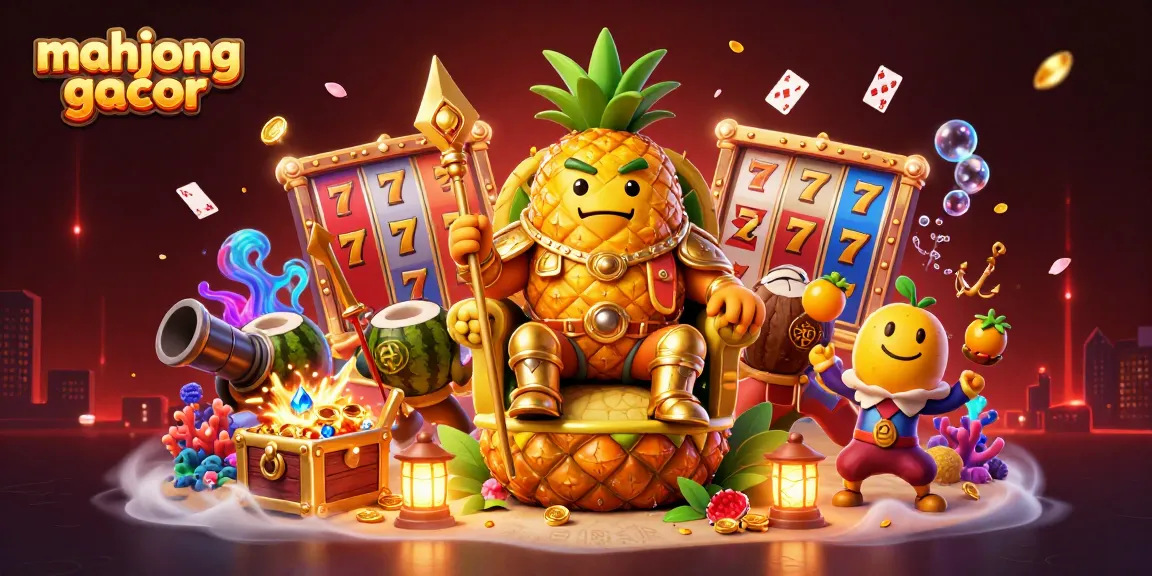 Experience mahjong gacor excitement with golden characters and vibrant slot reels in this 3D casino illustration.