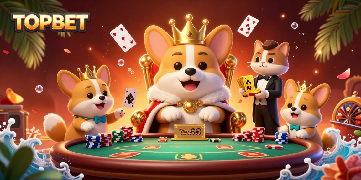 Join the excitement at TOPBET with a royal corgi and exquisite poker scene in vibrant 3D.