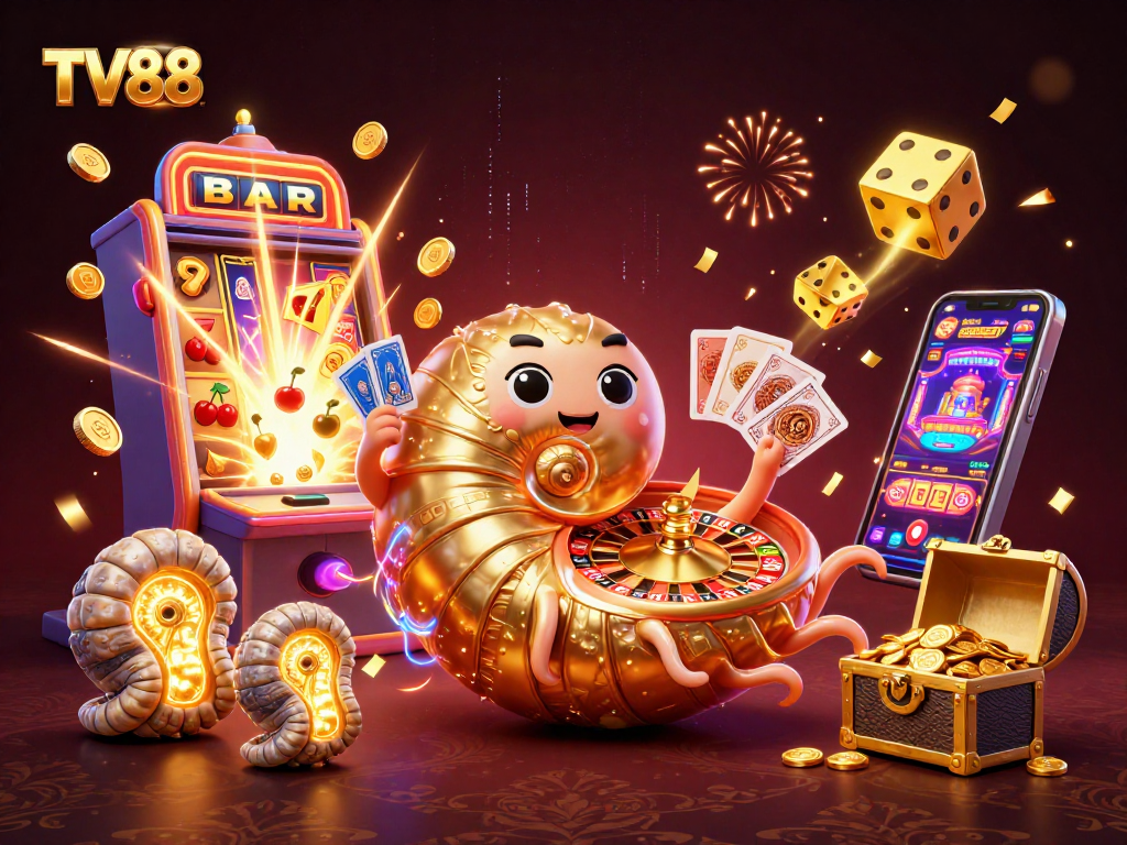 Engage in thrilling gameplay at TV88 with a vibrant scene of a giant nautilus hosting a casino atmosphere.