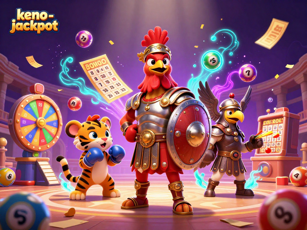 Experience thrilling keno-jackpot action with colorful lottery balls and dynamic prize elements.