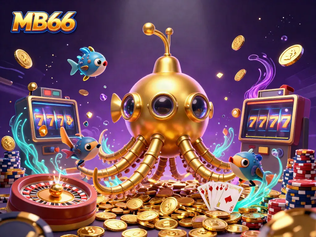 Experience thrilling MB66 casino adventures with the golden kraken submarine and friendly mechanical fish.