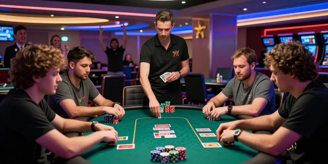 Poker88 gaming action at a lively casino table with players and cards.