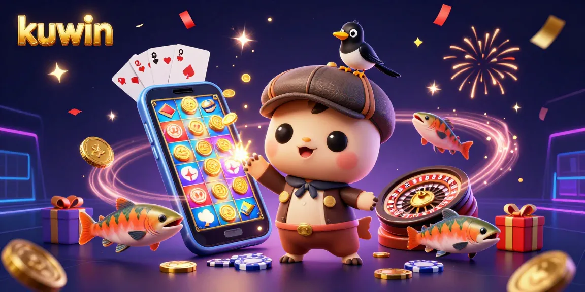 kuwin enhances the excitement with playful casino-themed characters and vibrant gaming elements.
