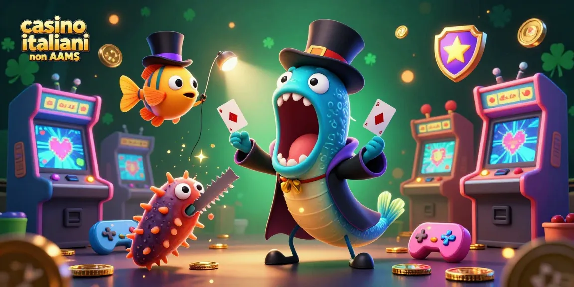 Immagine dei casino italiani non AAMS con personaggi marini che fanno magie e giochi d'azzardo.