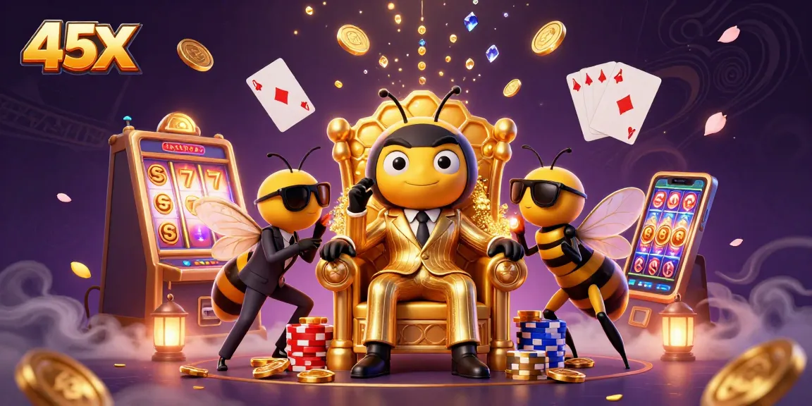 Experience the thrilling atmosphere of 45X with buzzing characters and dynamic slot action.