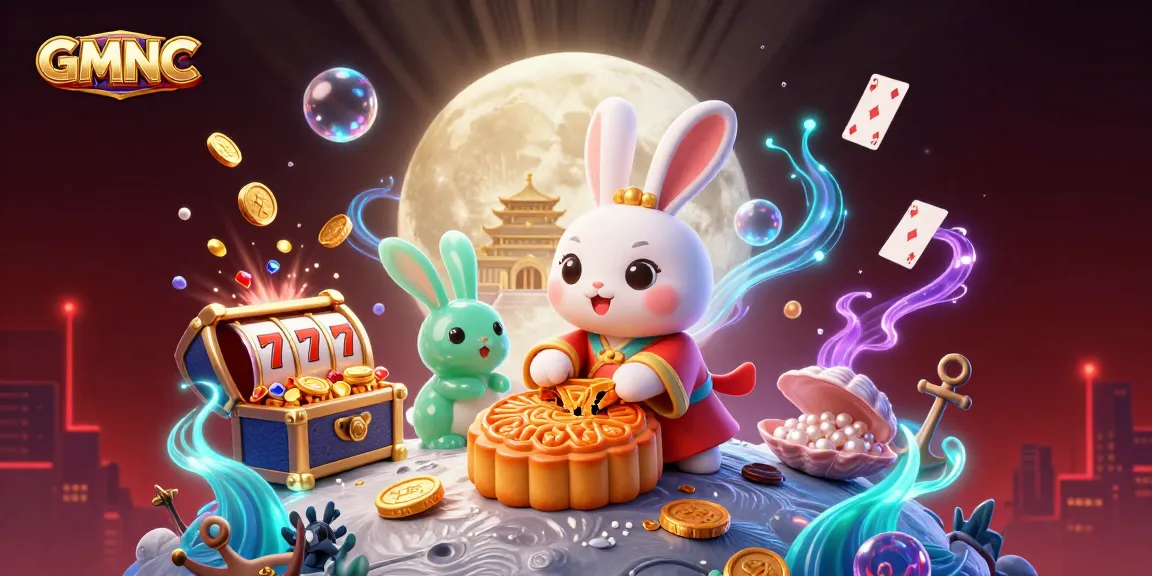 GMNC showcases the moon rabbit gambling at an exhilarating casino-themed festival with vibrant visuals.