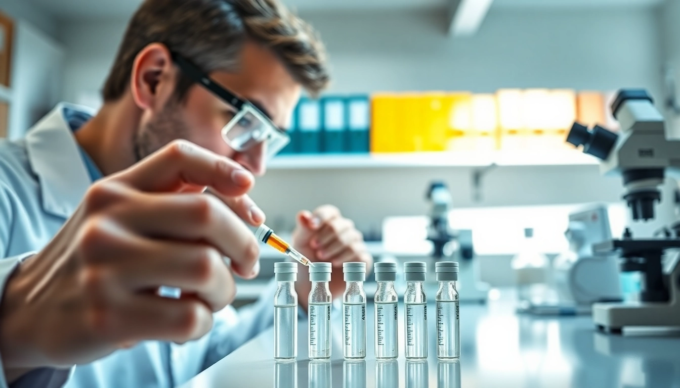 Assessing ion peptides in a laboratory, showcasing scientific equipment and ambiance.