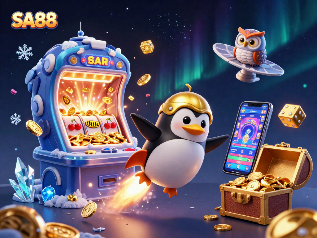 Experience thrilling gambling adventures with SA88, featuring vibrant casino games and golden jackpot elements.