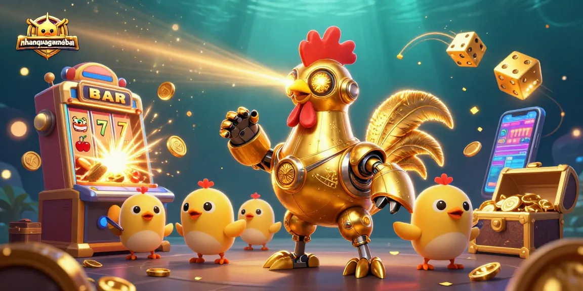 Engage in vibrant Callbreak strategies with nhanquagamebai's golden robot and treasures.
