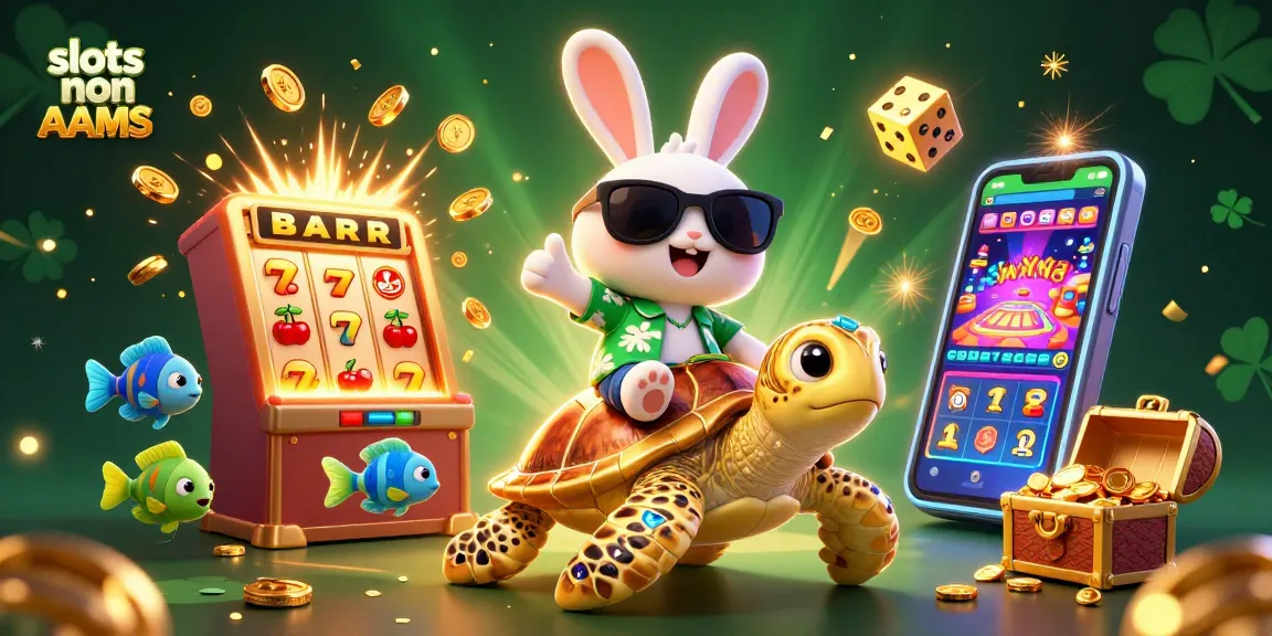 Gioca nei migliori slots non AAMS con un coniglio fortunato e tartaruga d'oro, tra esplosioni di monete e simboli fortunati.
