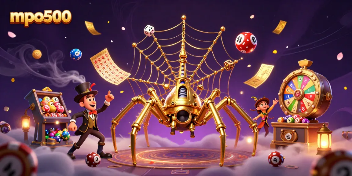 Catch lucky dice in the mpo500 web of fortune with vibrant gambling elements.