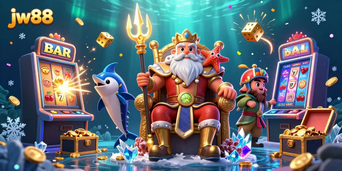 Engage in thrilling plays with jw88 at an underwater casino, showcasing vibrant game elements.