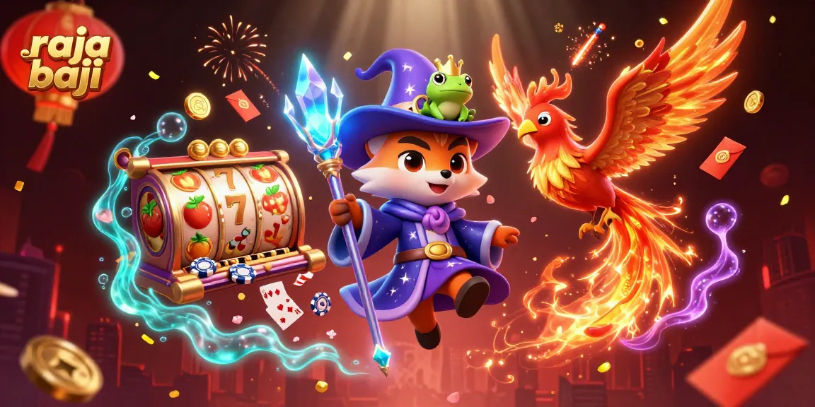Experience thrilling gameplay with raja baji, featuring a magical wizard and vibrant casino elements.