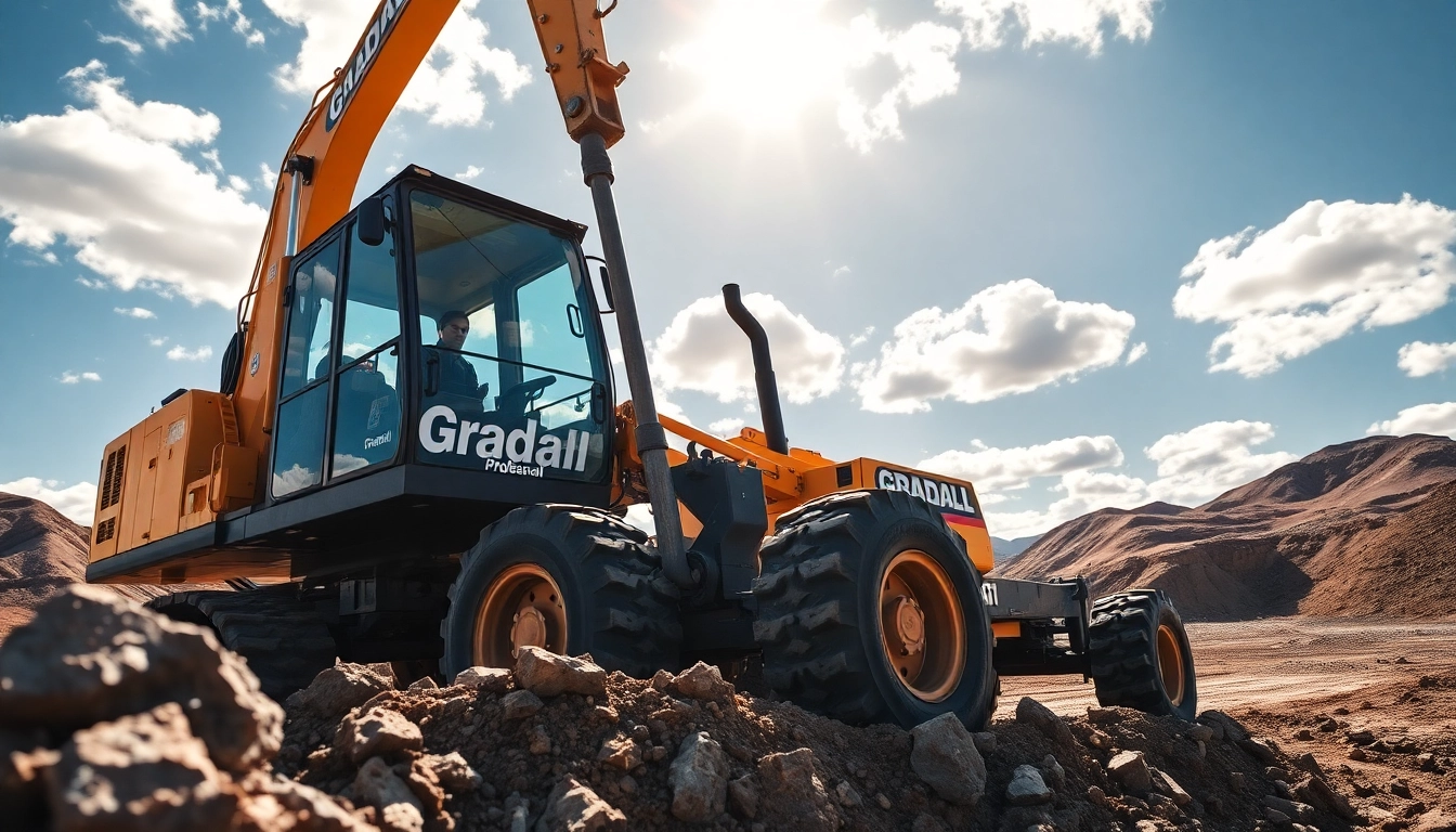 Gradall equipment efficiently working on a construction site showcasing its capabilities and strength.