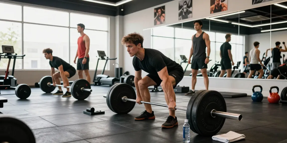 Athletic man lifting weights showcasing Unique Pharma Steroids strength in a bright gym environment.