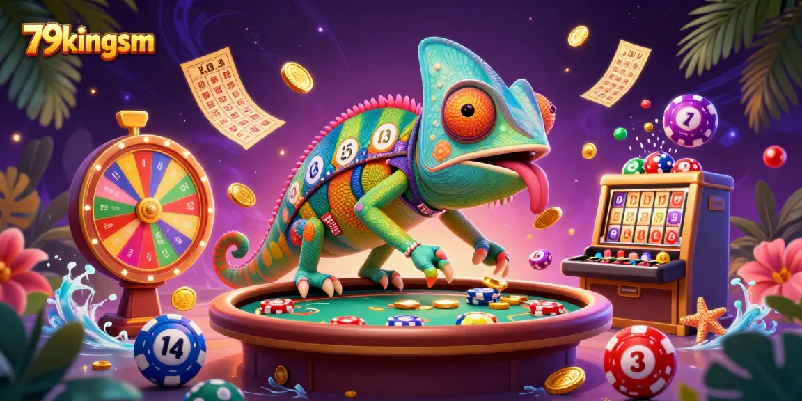 Win big at 79kingsm with the vibrant chameleon casino owner amid thrilling game elements.