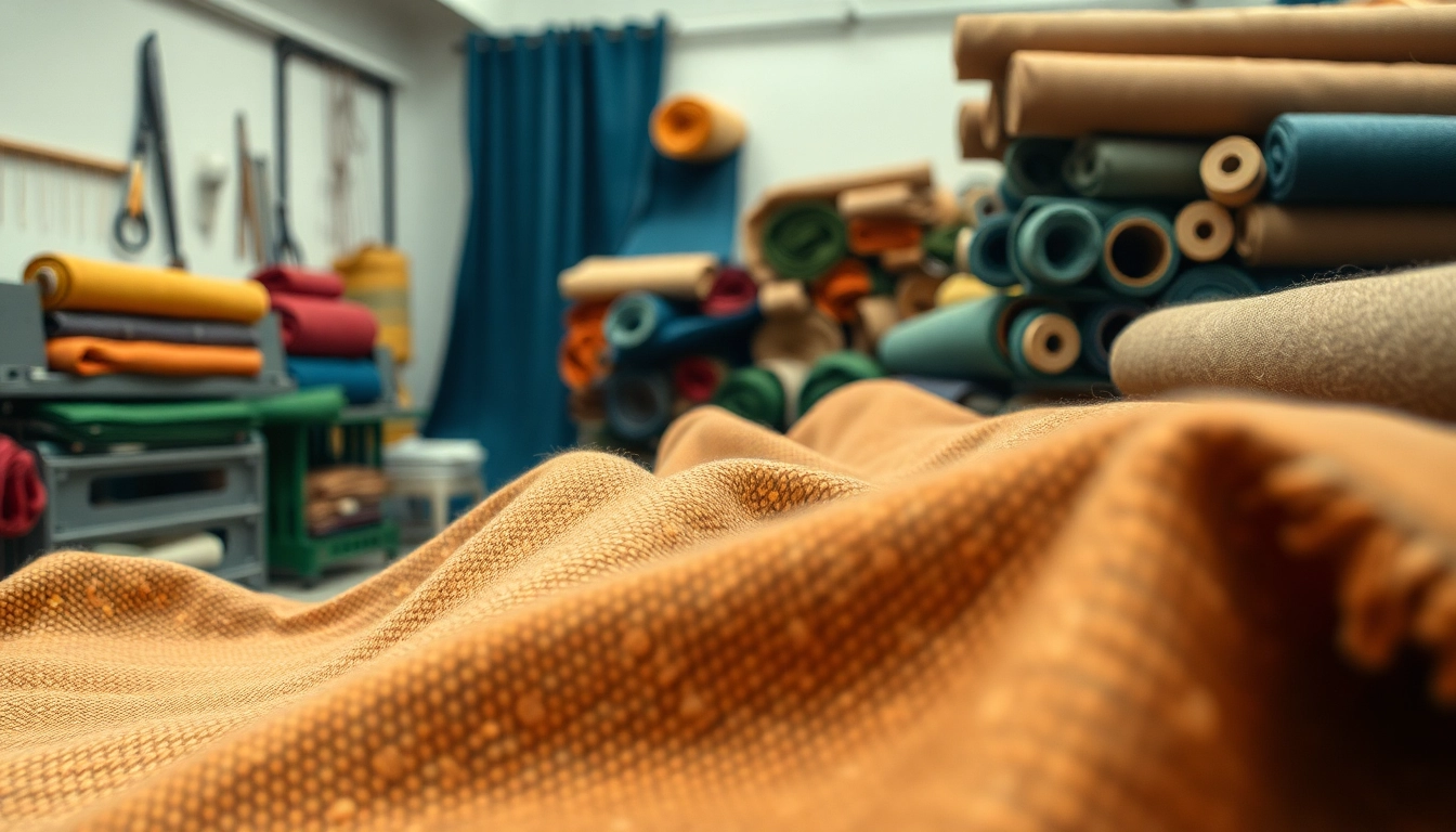 Engage with high-quality lap stof fabrics displayed in a vibrant textile workshop.