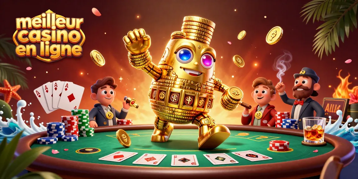 Plongez dans le meilleur casino en ligne avec un golem d'or et des éléments de poker captivants.
