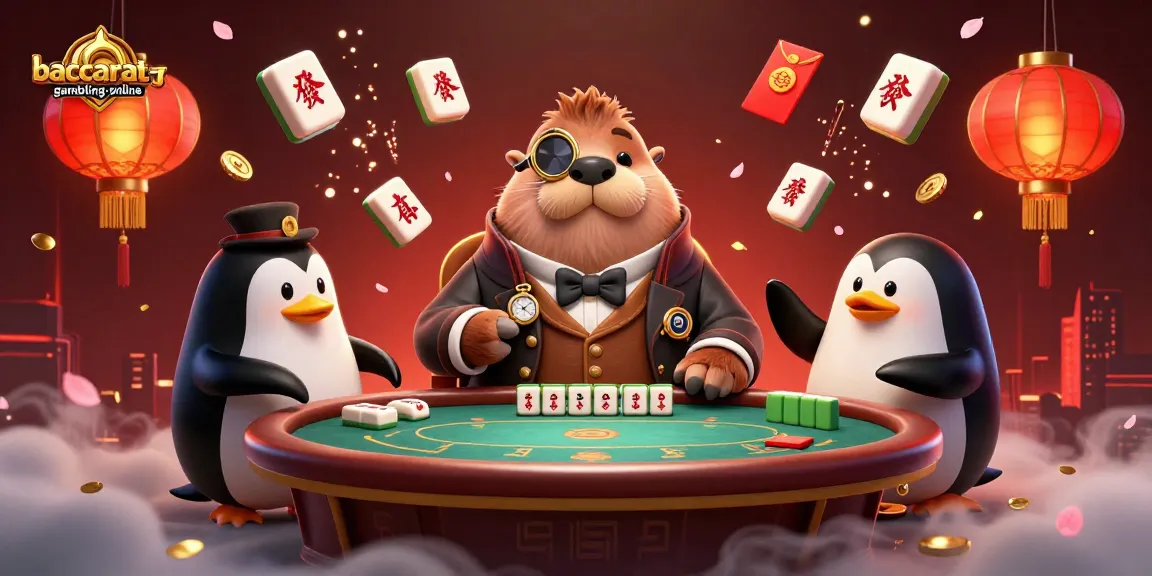Engage with baccarat-gambling-online's playful underwater casino scene featuring a walrus, penguin dealer, and bluffing pufferfish.