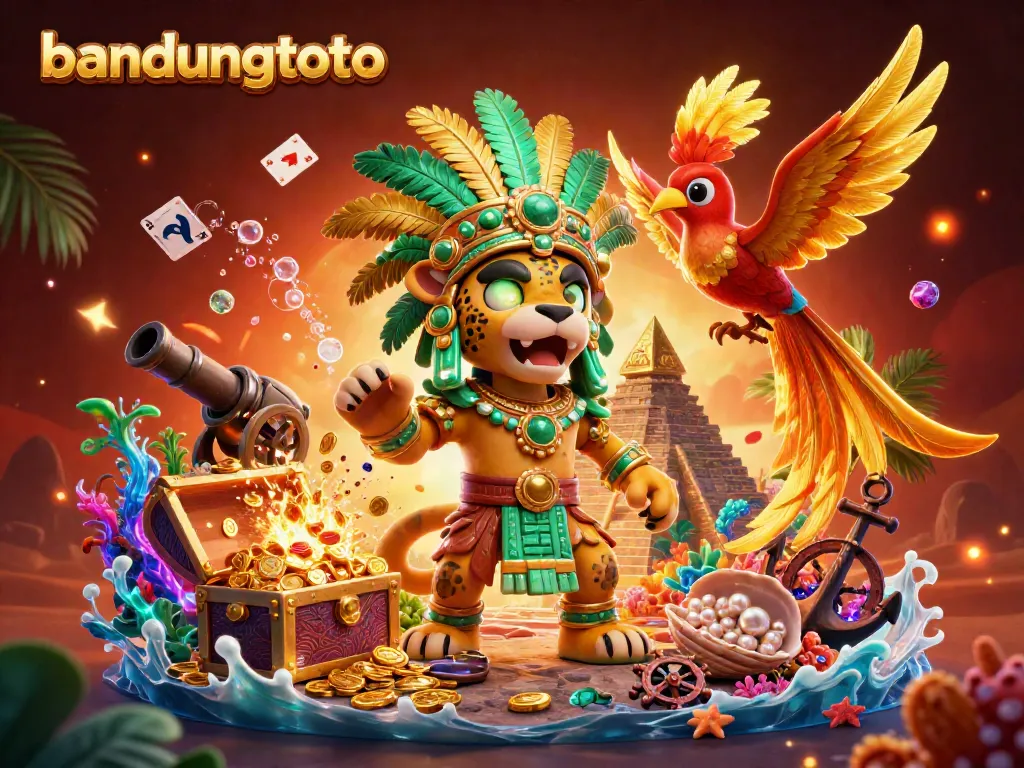 Engage with bandungtoto as the Mayan jaguar priest explores treasures and games in a vibrant casino scene.