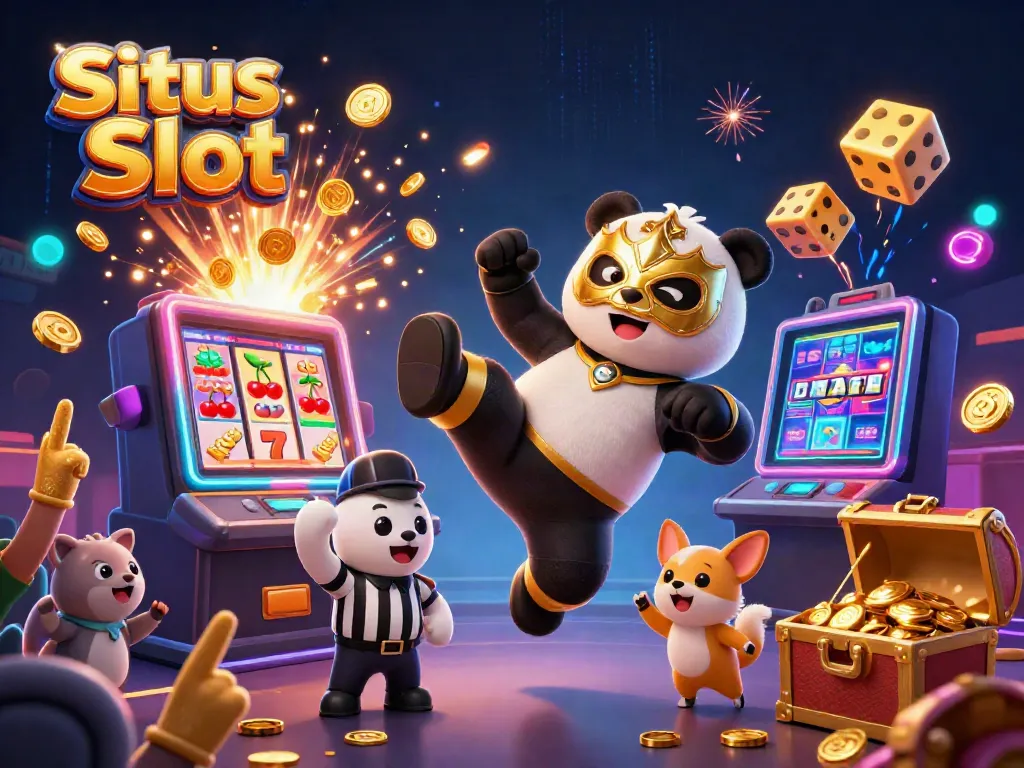 Menyaksikan keceriaan di Situs Toto Slot dengan panda bertarung sambil merayakan jackpot.