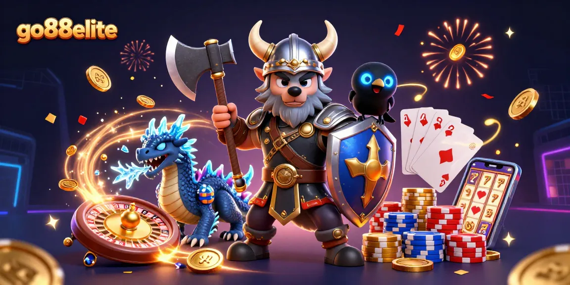 Experience exciting gameplay visuals with go88elite as characters celebrate casino wins amidst cascading coins.