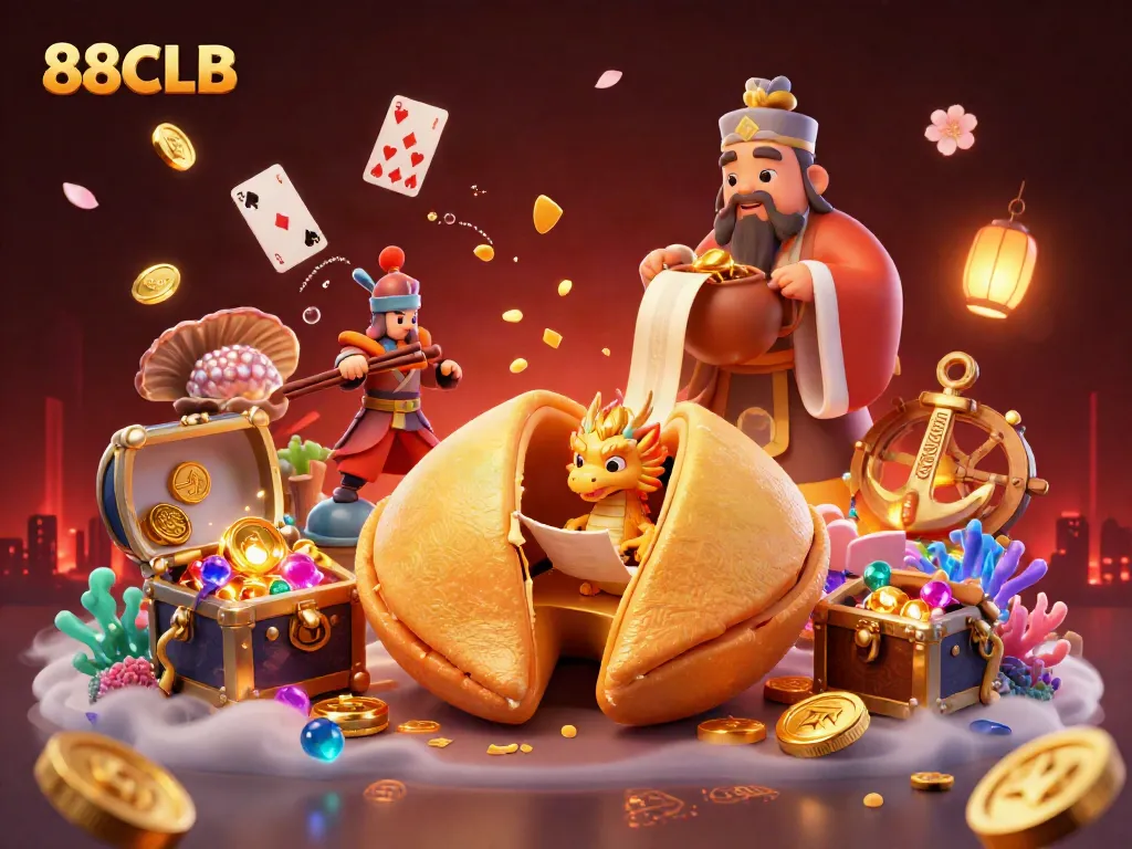 Engage with 88CLB's vibrant casino adventure featuring golden fortunes, treasures, and magical characters.